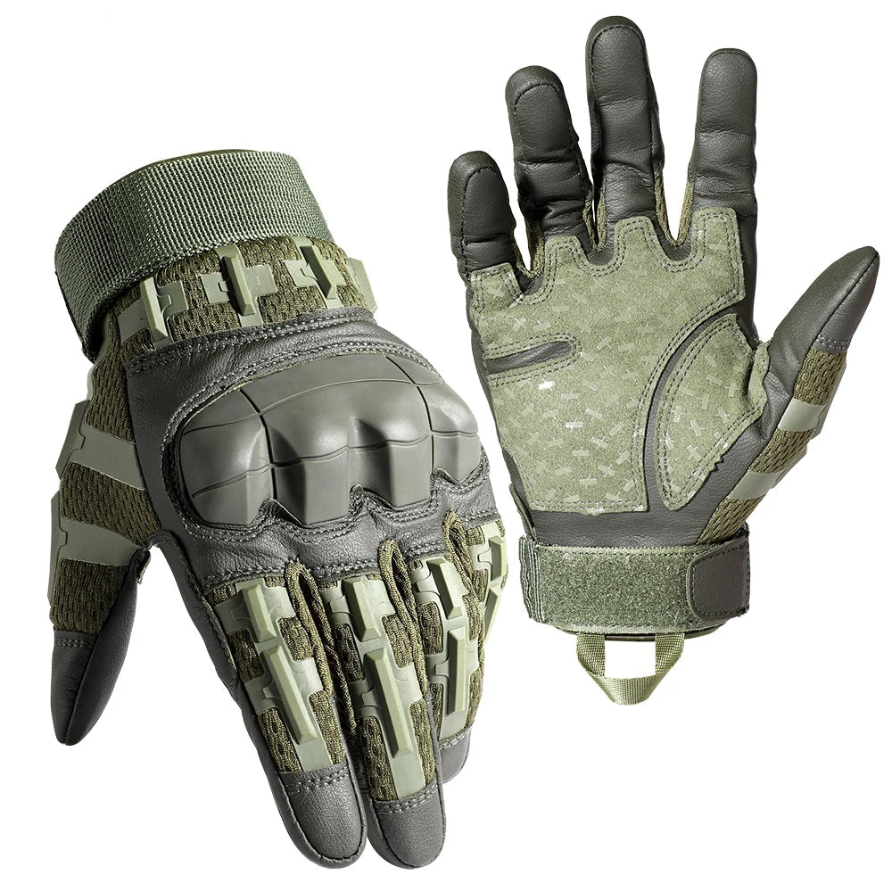 Tactical Full Finger Gloves TouchScreen PU Leather Combat Shooting Hunting Airsoft Hiking Work Cycling Anti-skid Protective Gear