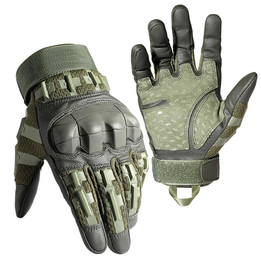 Tactical Full Finger Gloves TouchScreen PU Leather Combat Shooting Hunting Airsoft Hiking Work Cycling Anti-skid Protective Gear