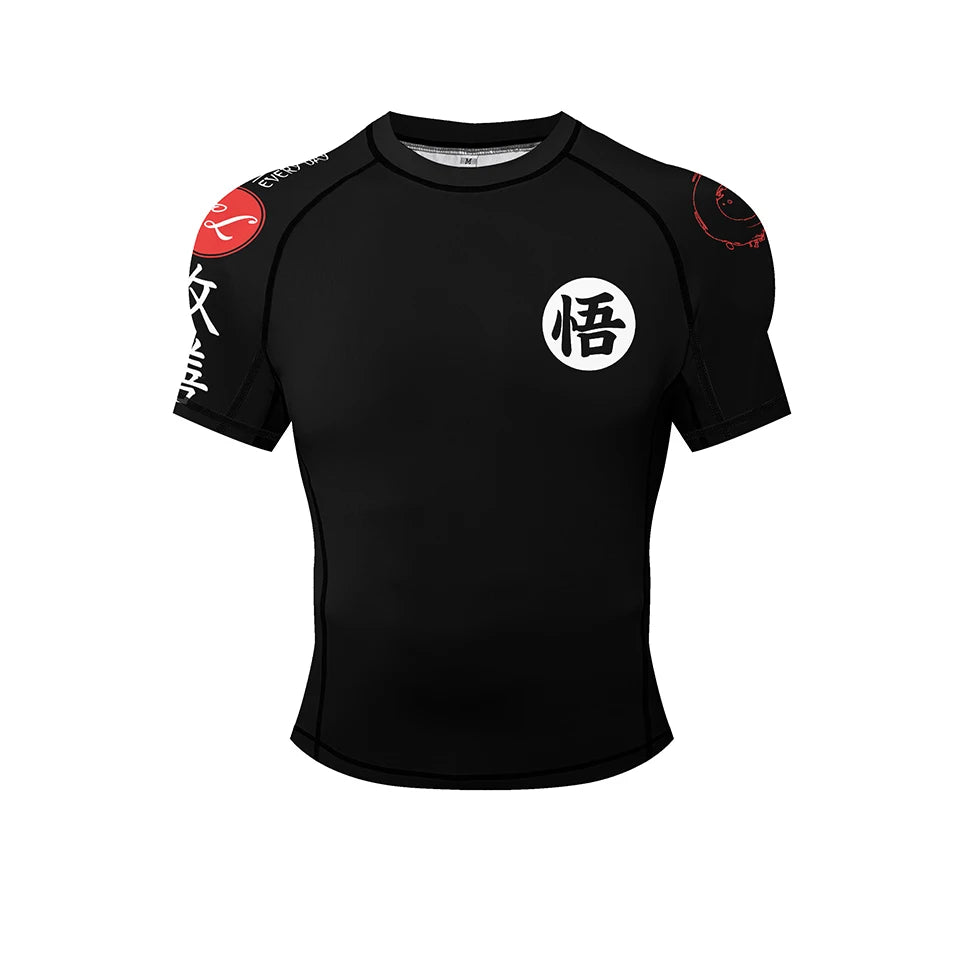 New Rashguard Jiu Jitsu For Men MMA T-shirt +Pant 4PCS/Set Brazilian Grappling Bjj Boxing Sport Compression Clothings MMA Shorts