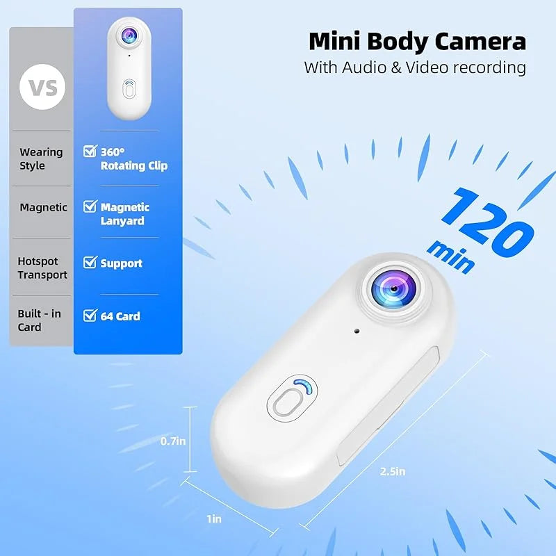 4K Mini WiFi Action Camera Thumb POV Camera Portable Body Cam Wearable Sports Camera with Waterproof Case Cycling Travel